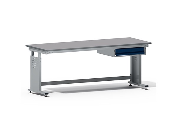Arbeitstisch ERGO Grundtisch mit Einzelschublade-1000-A Melaminharzbeschichtet, 25 mm-RAL 3003 rubinrot