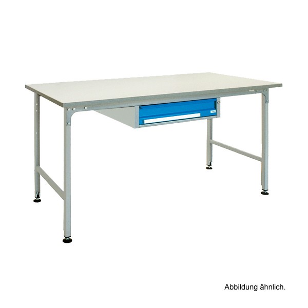 Arbeitstisch Grundtisch mit Einzelschublade-1000-A Melaminharzbeschichtet, 25 mm-RAL 3003 rubinrot