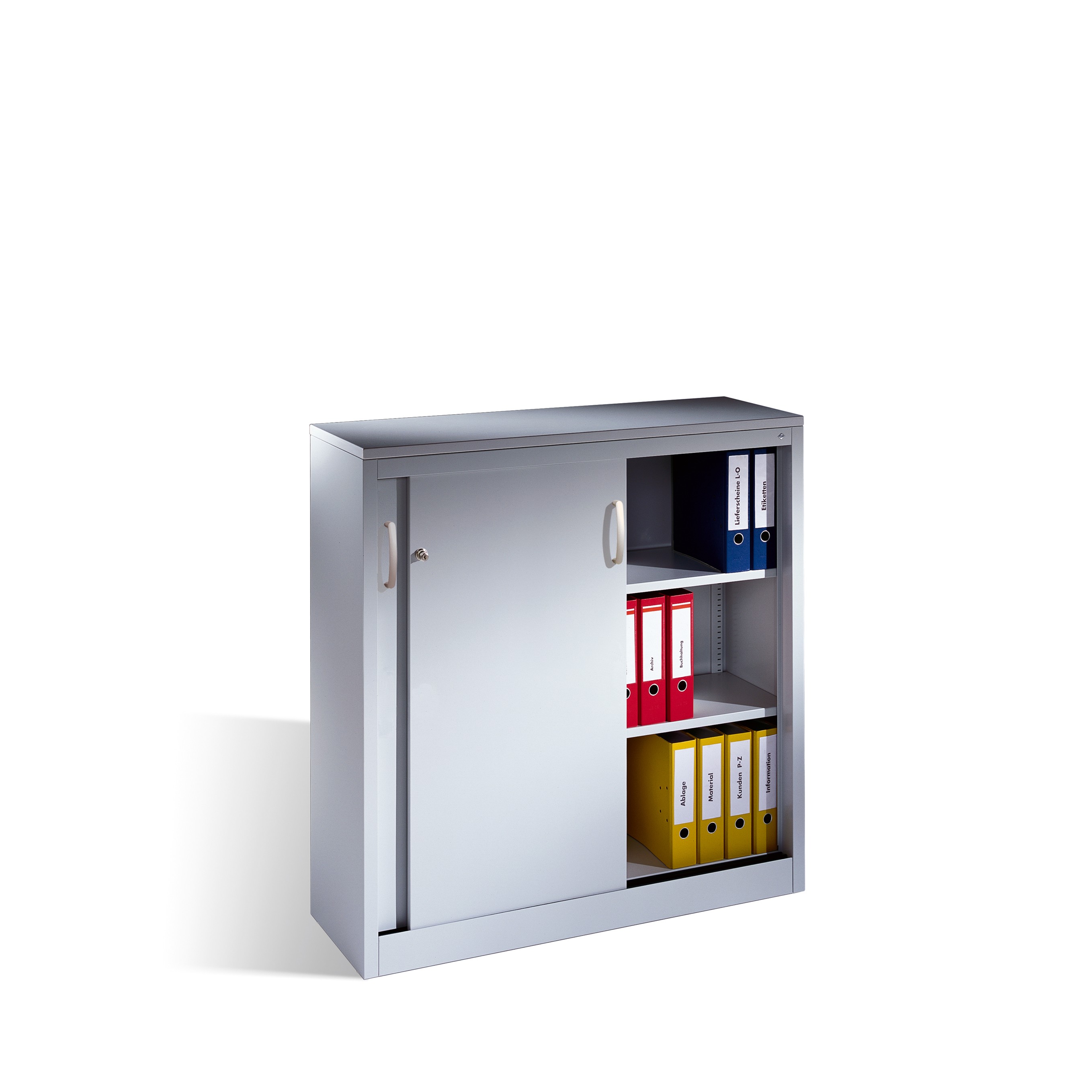 Büro-Sideboard mit Schiebetüren, innen 3 Ordnerhöhen