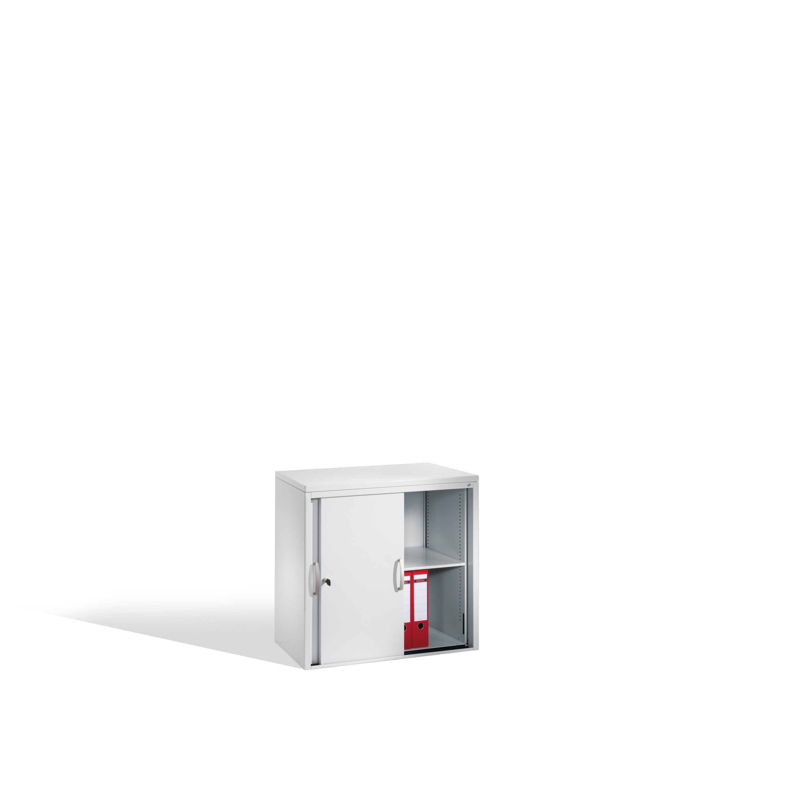 Büro-Sideboard in Schreibtischhöhe, mit Schiebetüren, innen 2 Ordnerhöhen, B800