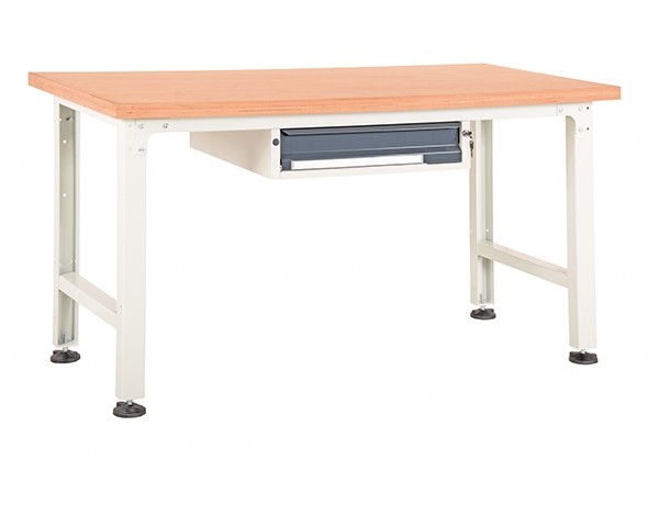 Werkbank Grundtisch mit Einzelschublade-1250-A Melaminharzbeschichtet, 25 mm-RAL 3003 rubinrot