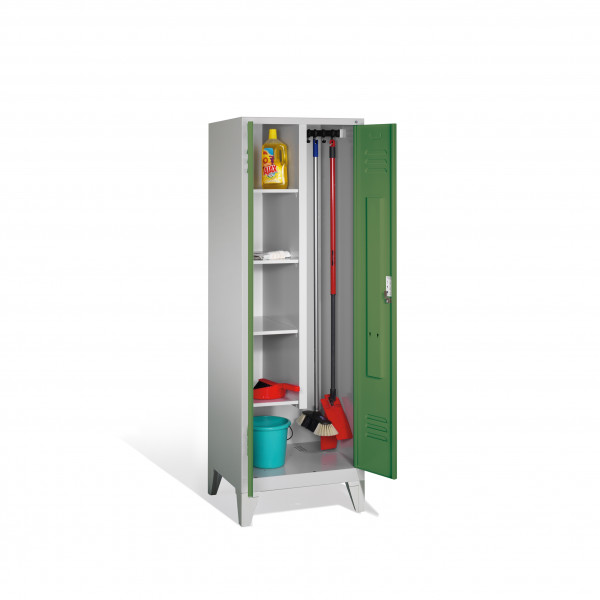 Raumpflege-Geräteschrank Classic auf Füßen, 2 Abteile